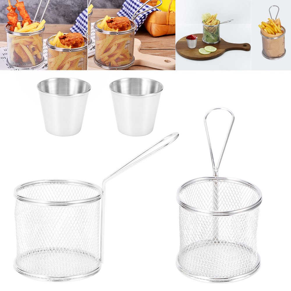 Mgaxyff Fryer Basket,Frying Basket,4Pcs/Set Mini Frying Basket Cylindrical French Fries Basket