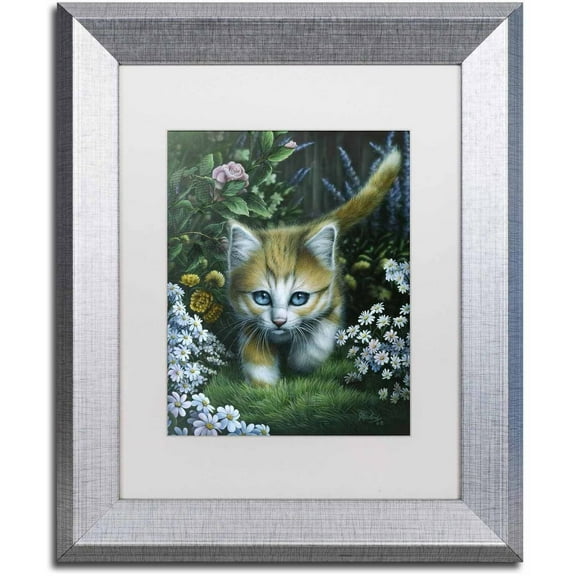 Trademark Fine Art 'Buttercup 2' Canvas Art by Jenny Newland, White Matte, Silver Frame