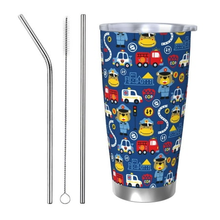 

Bingfone Animals Rescue Team for 20 Oz Stainless Steel Travel Mug Double Wall Water Coffee Cup for Home Office Outdoor Works Great for Ice Drinks and Hot Beverage-Straw Three-piece Set