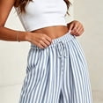 thumbnail image 5 of ClodeEU Women's Striped Elastic Waist Wide Leg Pants, Casual Loose Breathable Trousers ,Women's Plus XXL, 5 of 5