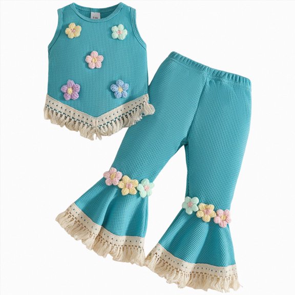 MYshe Girl Clothes Set Summer Baby 0 6 12 18 24 Months 2T 3T Girl Clothes Shorts Set Floral Summer Outfits Cute Baby Clothes,Mint Green,9-12 Months