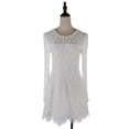 thumbnail image 2 of Fashion Womens Classic Chinese Collar Long Sleeve Lace Overall Dress White, 2 of 6