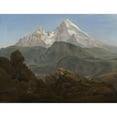 thumbnail image 2 of Johan Christian Dahl 18x15 Gold Ornate Wood Frame and Double Matted Museum Art Print Titled - The Watzmann (1825), 2 of 4