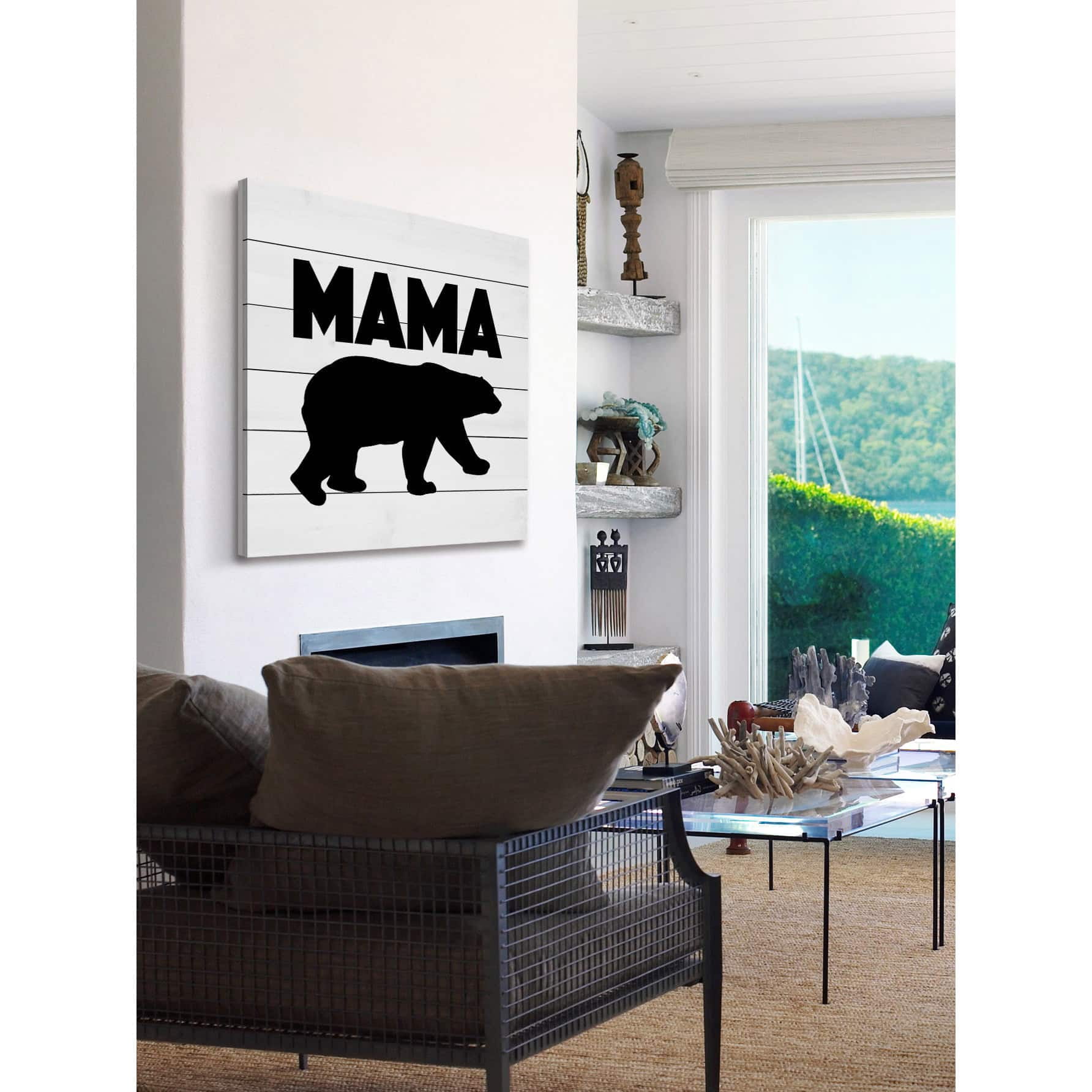 Marmont Hill "Mama Bear Black" By Diana Alcala Painting Art Print On White Wood, 40.0" x 1.5"