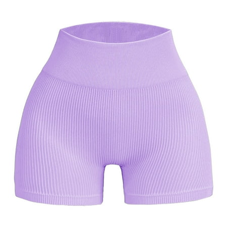 WNVMWI Womens Shorts Workout Shorts for Women 9 Inch Inseam Womens Workout Sport Seamless Ribbed Shorts Yoga Outfits Pants Casual Shorts Hot Pants Workout Bottoms Jean Short Purple Shorts for Tal S