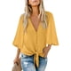 thumbnail image 1 of Blusa de manga larga con botones y cuello en V para mujer Xemadio LRWJ306-15, 1 of 3