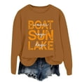 thumbnail image 3 of Boat Waves Sun Rays Lake Days Sweatshirts for Women Long Sleeve Crewneck Graphic Sweatshirt Pullover Tops, 3 of 5