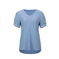 thumbnail image 4 of Womens V Neck T Shirts Summer Petal Short Sleeve Casual Tops, 4 of 4