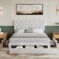 thumbnail image 4 of VECELO Full Size Upholstered Bed Frame with 3 Drawers & Adjustable Headboard, Under Bed Storage, White, 4 of 9
