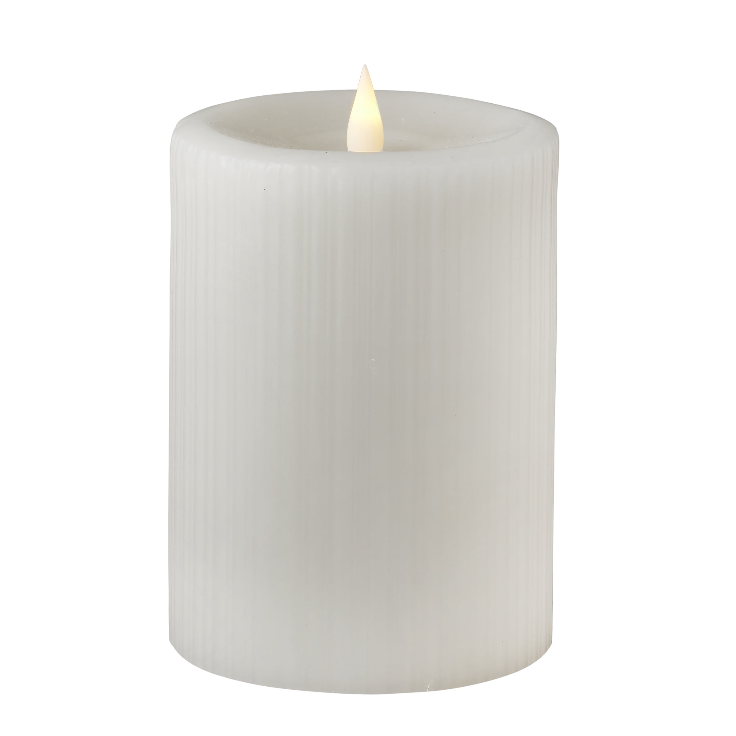 Fine Ribbed Motion Flameless Candle 4x6 White