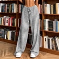 thumbnail image 5 of Lenpel Womens Plaid Pants Casual Loose Lightweight Drawstring Elastic Waist Trousers Comfy Wide Leg Lounge Pants, 5 of 7