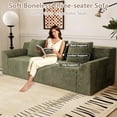 thumbnail image 5 of Luckhao 71" Small Corduroy Cloud Loveseat, Compressed Boneless Sofa in a Box, No Assembly, Green, 5 of 8