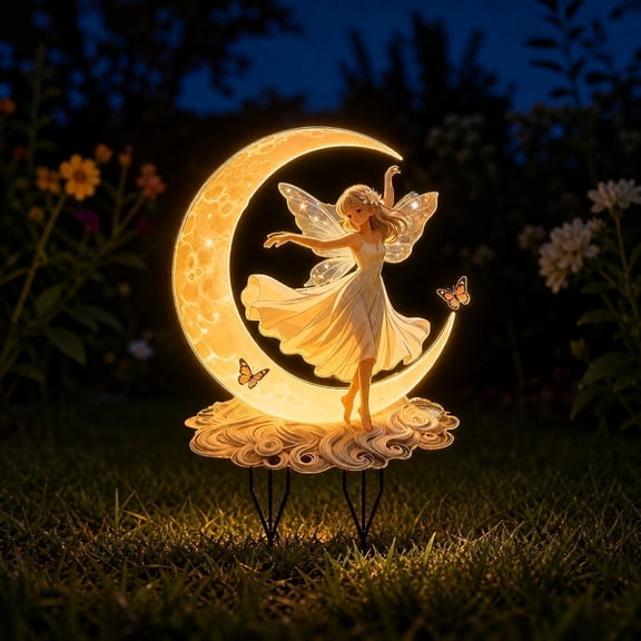 Solar Garden Lights Outdoor Waterproof 9X6 Inch Fairy Butterfly Acrylic Decorative Solar Stake Lights Outdoor for Lawn Backyard Cemetery 1 Pack Memorial Garden Decor