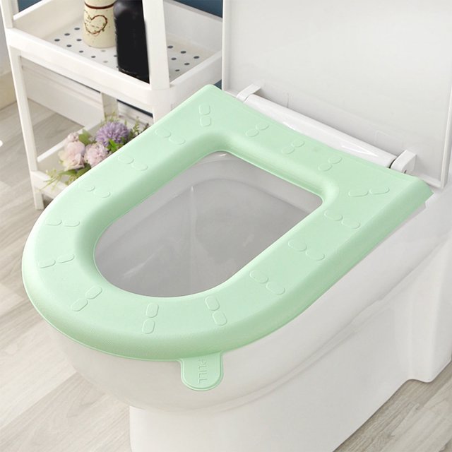 Asiento de inodoro Wtgtog Eva, asiento de inodoro doméstico, asiento de anillo, funda ligera impermeable para asiento de inodoro con asa, adaptable a diferentes estaciones, como se muestra en verde.