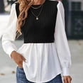 thumbnail image 4 of Long Sleeve Fall Tops For Women 2024 Trendy Tops for Women Trendy Fashion Sleeve Round Neck Casual Stitching Tops Blouse, 4 of 6