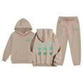 thumbnail image 2 of Gzbliryd Girls Graphic Jogging Suits Sweatsuits 2 Piece Set Oversized Hoodie and Sweatpants Fall set for girls Winter Clothes (Khaki,10-11 Years), 2 of 8
