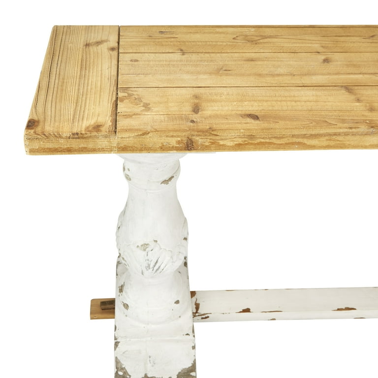 DecMode White Vintage Long Carved Ornate Wood Console Table, 59 DecMode White Vintage Long Carved Ornate Wood Console Table, 59