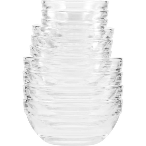 UNOMOR 12Pcs Transparent Glass Multipurpose Food Bowls Ideal for Storage and Serving Desserts and Salads