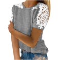 thumbnail image 2 of Fiudx Liquidación de Ahorros de Verano Blusa de Manga Corta con Cuello Redondo y Estampado para Mujer, 2 of 5