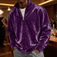 thumbnail image 2 of Qualvora Mens Velour Quarter Zip Pullover, Long Sleeve Stand Collar Sweatshirt with Metal Zipper, Loose Fit Solid Color Top, Fall Winter Party Night Out Wear for Men, 2 of 7