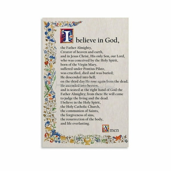 Apostles Creed Prayer Poster Catholic Art Canvas for Bedroom Living Room Decor
