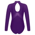 thumbnail image 4 of Linjinx Kids Girls Rhinestones Figure Ice Skating Suit Ballet Dance Leotard Mock Neck Bodysuit Long Purple 12, 4 of 7