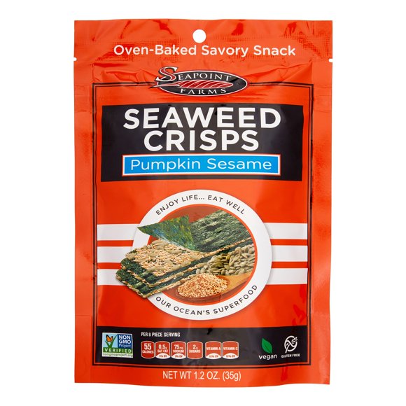 Pumpkin Sesame Seaweed Crisps - Seapoint Farms, 1.2 oz Bag, 12 Pack