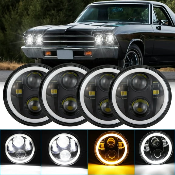 For Chevy Impala El Camino 5.75" 5-3/4"LED Headlights Hi/Lo Beam Angle Eyes 4PCS