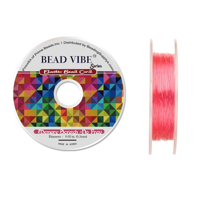 Elastic Bead Cord, Beadvibe Series Memory Stretch Non Fray, Pink 0.5mm