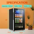 thumbnail image 5 of JIEJIA Mini Fridge with Touch Control Panel, 120-Can Small Beverage Refrigerators with Glass Door and Removable Shelves for Soda Beer or Wine, 3.5 Cu.ft, 5 of 9