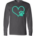 thumbnail image 3 of Inktastic Teal Heart With Paw Print Long Sleeve T-Shirt, 3 of 5