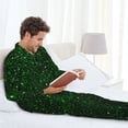 thumbnail image 6 of Disketp Green Sparkling Mens Pajama Set, Soft Warm Long Sleeve Sleepwear, Cozy Button-Down Pjs for Men-X-Large, 6 of 7