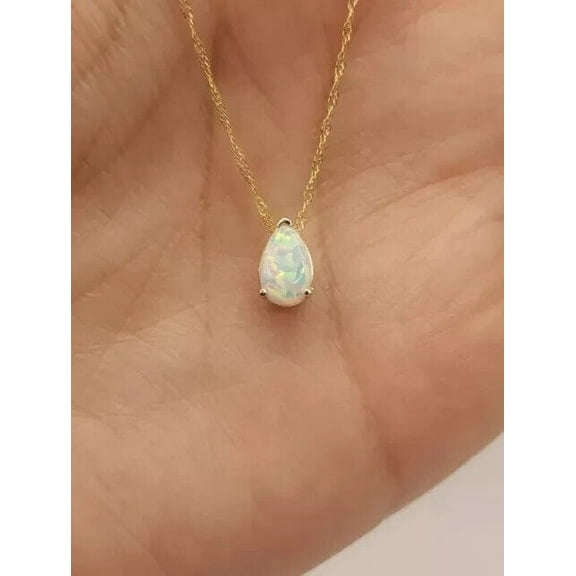 1Ct Lab Created Fire Opal Pear Cut Solitaire Fancy Pendant 14K Yellow Gold Plated