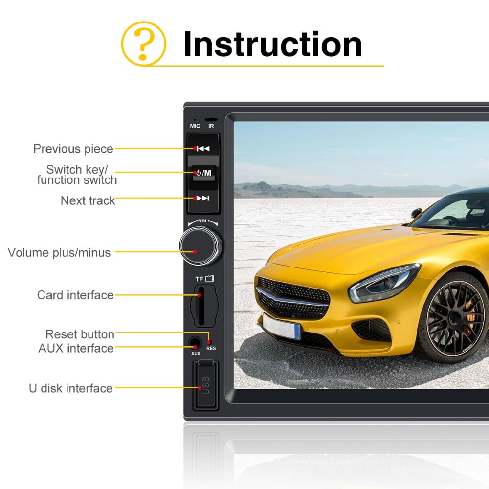 Polarlander Double DIN Car Stereo Touch Screen with Bluetooth FM Radio MP5/4/3 Player Car Audio Receiver Android Mirror Link USB/SD/AUX Hands Free Calling