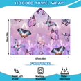 thumbnail image 2 of Purple Butterfly Pattern Hooded Bath Towel，50"x30" for Ages 3 To 12 Kids, Quick Dry Lightweight Soft Microfiber Hood Beach Towel Cover Up for Kids, 2 of 7
