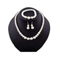 thumbnail image 1 of Collier, bracelet et Boucles d'Oreilles Ensemble de Perles Naturelles, Alliage, Blanc, 1 of 4