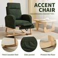 thumbnail image 3 of FFH Rocking Chair, Rocker Chair Nursery, Upholstered Accent Armchair with Footrest, Side Pocket, Dark Green, 3 of 8