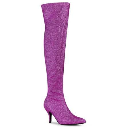 

Allegra K Women s Glitter Point Toe Stiletto Heels Over The Knee Boots