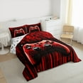thumbnail image 3 of Feelyou Red Game Console Queen Comforter Set for Kids, Cartoon Gamepad Lover Bedding Sets, Fashion Square Abstract Reversible Bedding Comforter Set, Breathable Home Decor, 3-Piece, 3 of 8