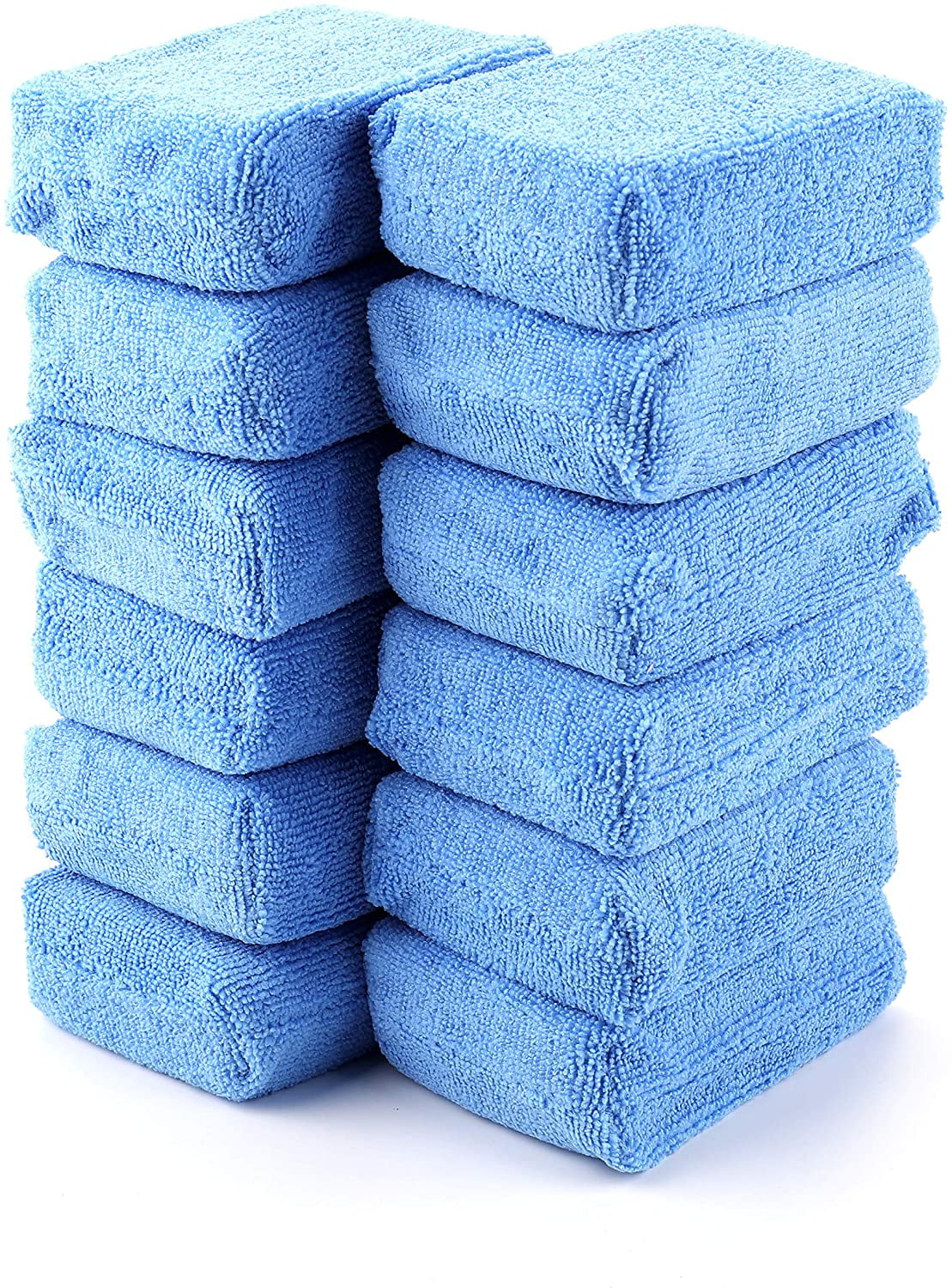 Pack of 8 Premium Grade Microfiber Applicators Sponges Cloths Blue 12*8*4cm 