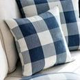 thumbnail image 4 of HTOOQ Pack of 2 Classic Retro Checkers Plaids Polyester Linen Soft Solid Dark Blue and White Decorative Throw Pillow Covers Home Decor Design Cushion Case for Sofa Bedroom Car 22 x 22 Inch 55 x 55 cm, 4 of 6