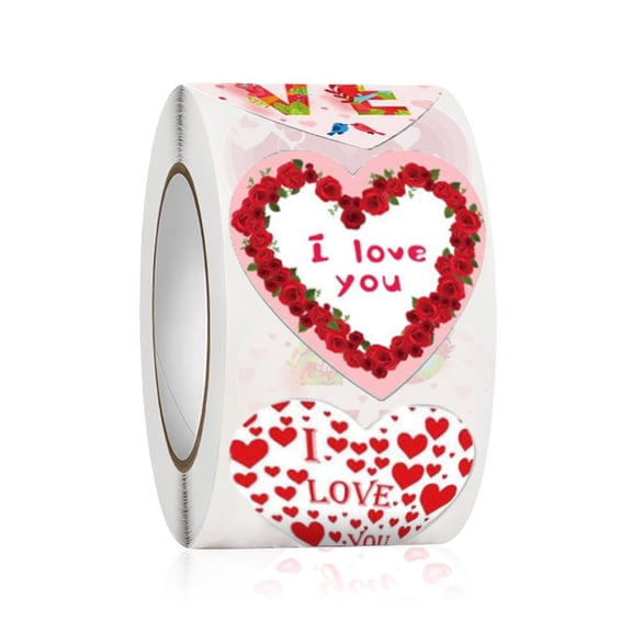 500Counts Valentines Day Sticker 1Inch Rose Heart Sticker Adhesive Wrapping Labels for Letter Envelope Valentines Card