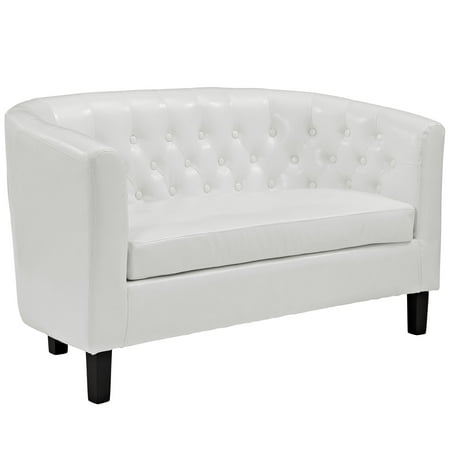 - Modern Contemporary Living Room Two Seater Loveseat Sofa White