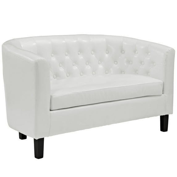 Modern Contemporary Living Room Two Seater Loveseat Sofa White