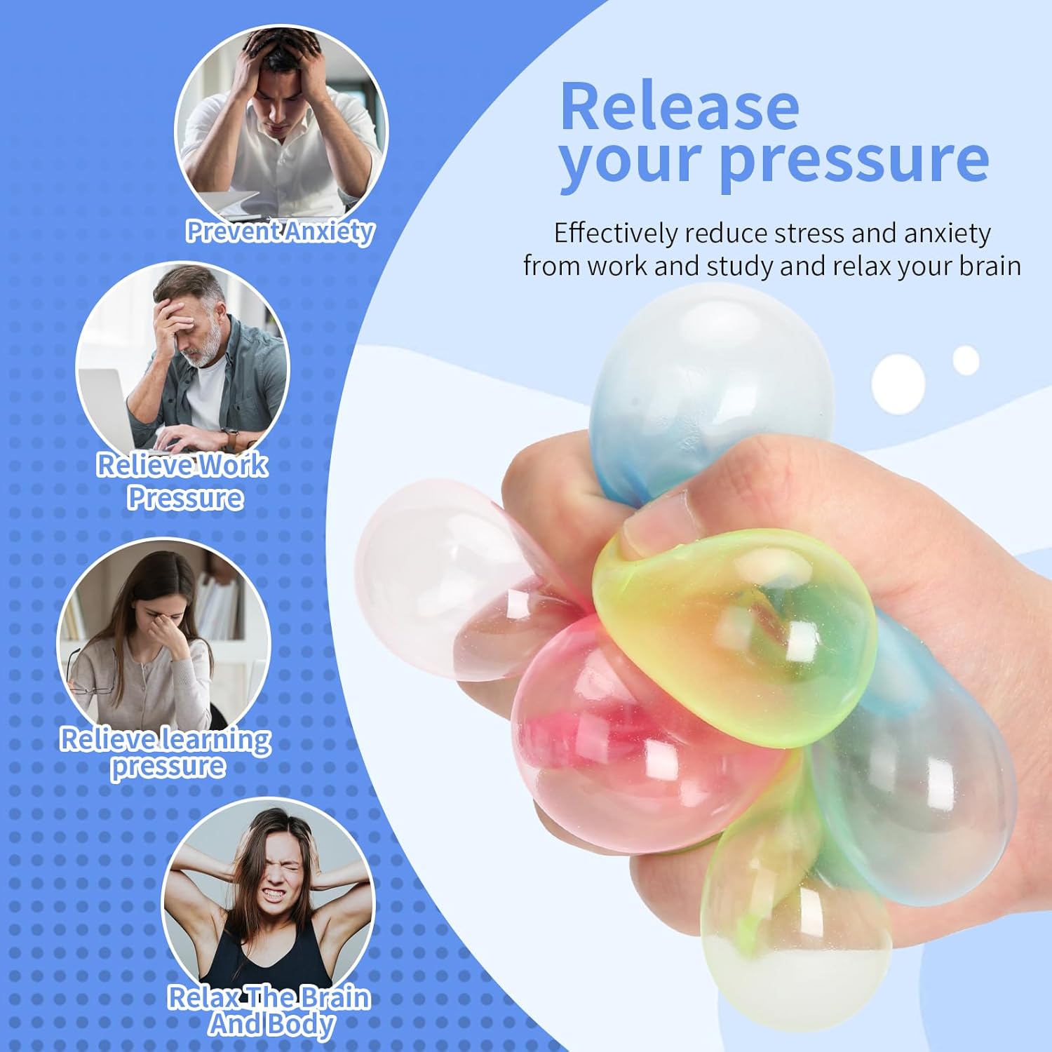 Glow in the Dark Sticky Ceiling Balls, 12PCS Stress Relief Fidget Toys for Teens & Adults-yj