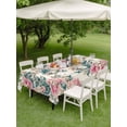 thumbnail image 5 of 60x120 Inch Outdoor Tablecloth with Umbrella Hole Zipper Rectangle Pink Green Floral Rectangular Tablecloths Outside Waterproof Botanical Vintage Watercolor Flower Patio Table Cover for Picnic Party, 5 of 8
