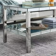 thumbnail image 5 of 39.5" W x 19.7" D x 19.7" H Crystal Mirror Coffee Table, 2-Layer Stainless Steel Frame, Silver Glossy Finish, Modern Rectangular Accent Table for Living Room, Office, Bedroom, Shop, Durable & Lightwe, 5 of 7