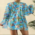 thumbnail image 7 of Njoeus Women's Hawaiian 3 Piece Outfits Swimsuit Set Floral Cardigans Beach Cover Up Crop Top Shorts Bathing Suits Summer Swimwear, 7 of 7