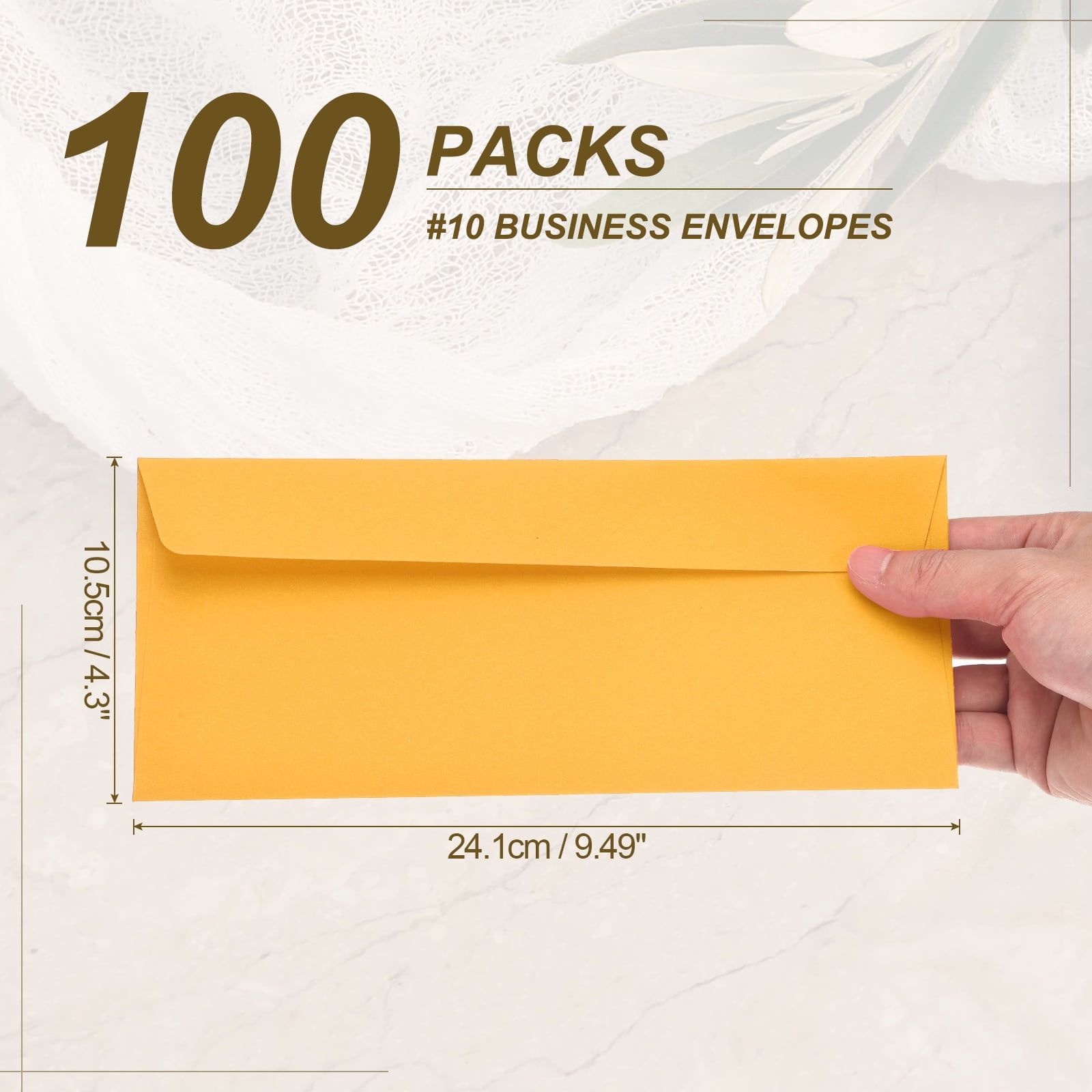 Uxcell 100 Pack Golden #10 Business Envelopes, Colored Self Seal Letter Size