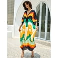 thumbnail image 2 of Geometric Printed Beach Maxi Dresses for Swimwear Women V neck Kaftan Summer Tunic Flowy Vacation Outfits Casual Caftan Robe Lightweight mumu Dress, 2 of 11